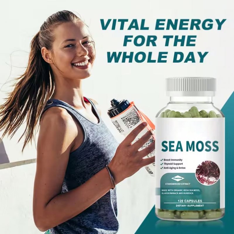 OEM Private Label Organic Sea Moss Capsules 2000mg with Bladderwrack and Burdock Root for Joint Health