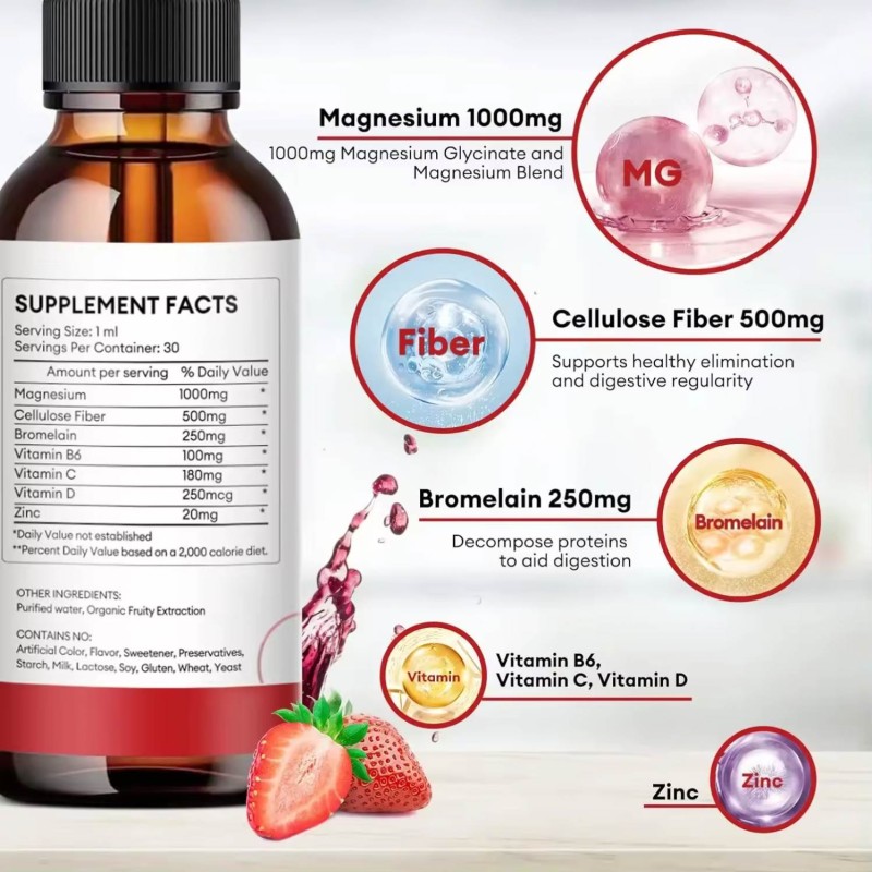 Besica Calm Supplement Stress Relief Magnesium Glycinate Liquid Drops with Vitamins Promote Sleep and Neuro Gut Function