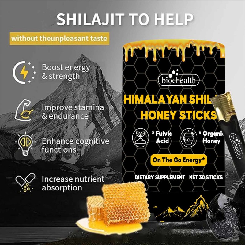 Besica OEM Shilajit Honey - 30 Sticks Pure Himalayan Shilajit Resin and Saffron for Energy and Cognitive Support for Men and Women