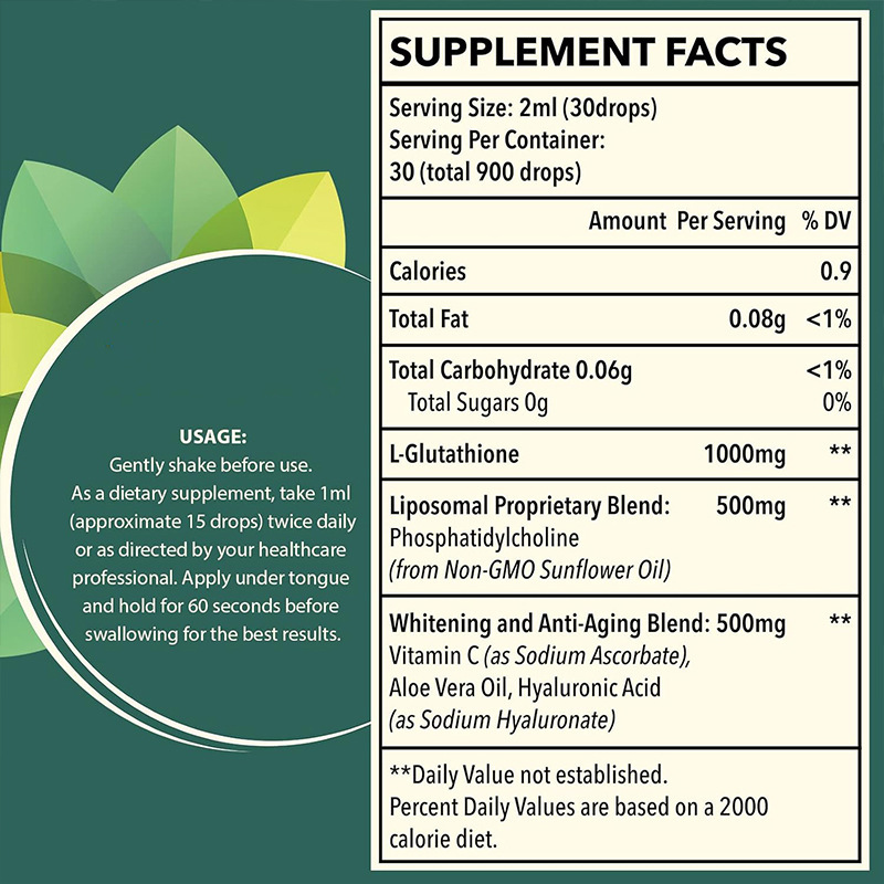 Amazon Best Seller Factory Sourcing Glutathione Drops Oral Liquid Dosage for Adult Cross-Border Supply TK Qualification