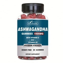 Biochealth GMP Halal OEM Custom Private Label Ashwagandha Root Extract Stress Gummies Vitamin Improve Sleep Capsules