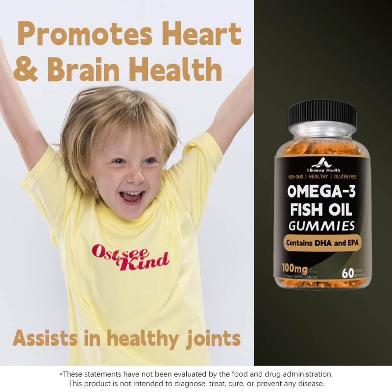 OEM/ODM Wholesale Custom Non-GMO Fish Oil Gummies with EPA DHA Omega-3 Dietary Supplement