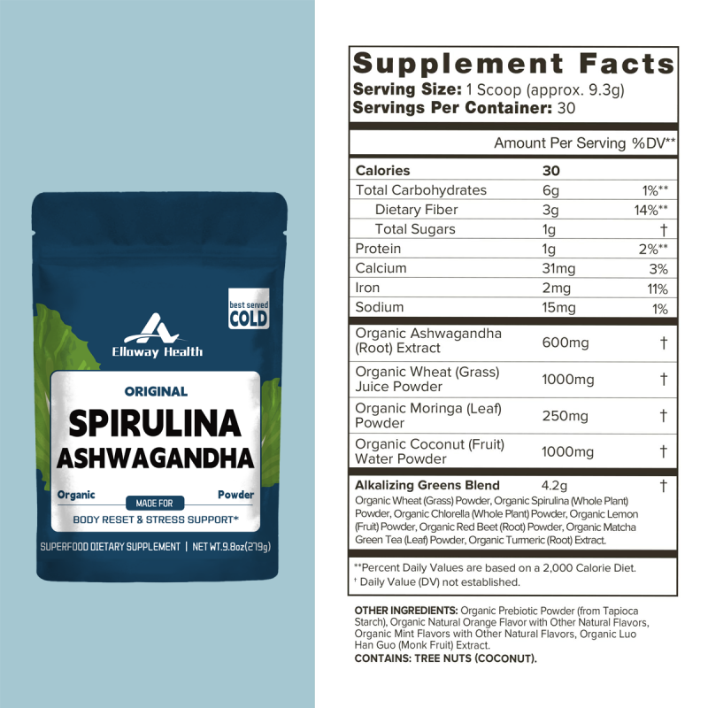 Premium Ashwagandha & Spirulina Nutritional Supplement Powder