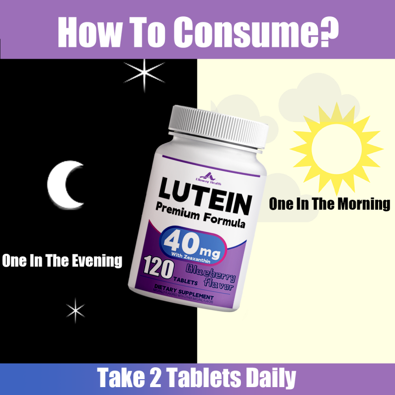 Improved Lutein Extract Zeaxanthin Chewable Tablets Candy with Vitamin C Blueberry Flavor