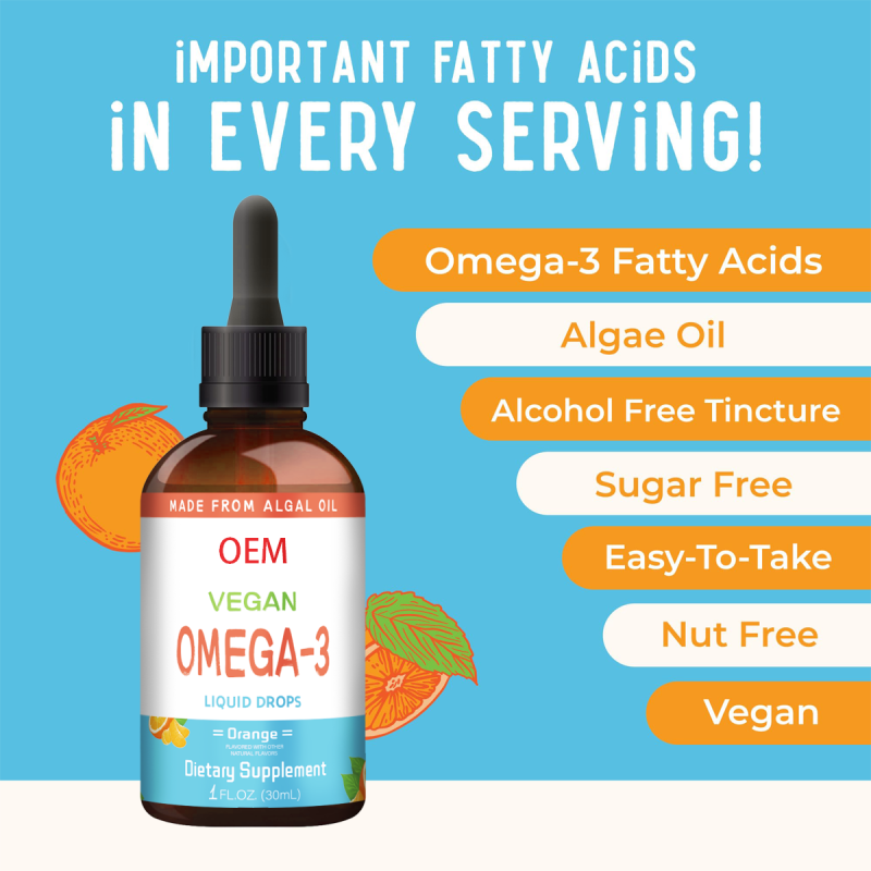 OEM/ODM Orange Flavor Omega-3 Drops | Premium Fish Oil Supplement | Heart & Brain Health Support