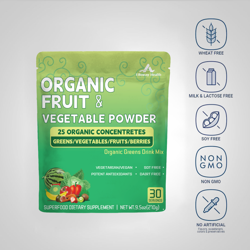 OEM/ODM Organic Fruit and Vegetable Blend Powder | Daily Nutrition Boost | Adult Daily Supplement Pouch