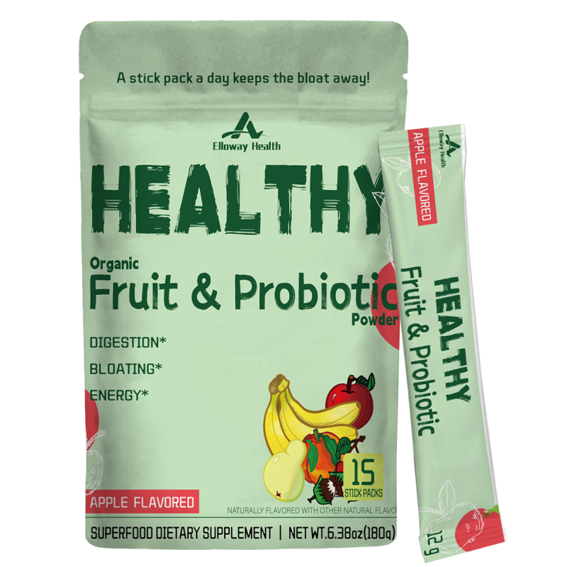Apple Flavor Essential Fruit Probiotic Powder Dietary Supplement Gut Health & Natural Vitality Spirulina Base Bar