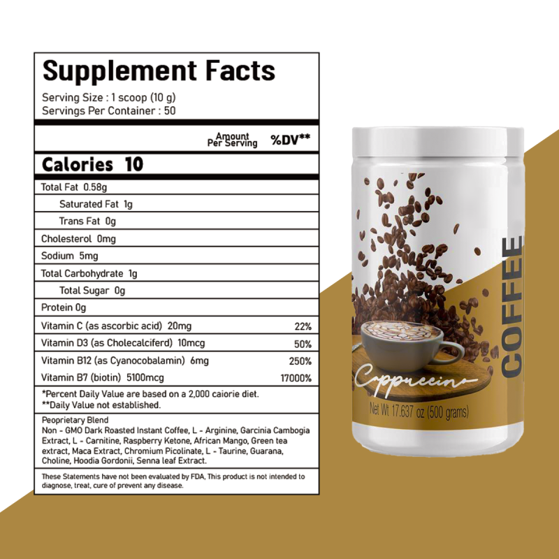 OEM/ODM TikTok Hot Seller Cappuccino Coffee Powder | L-Carnitine Slimming Coffee | Appetite Suppressant Factory Direct