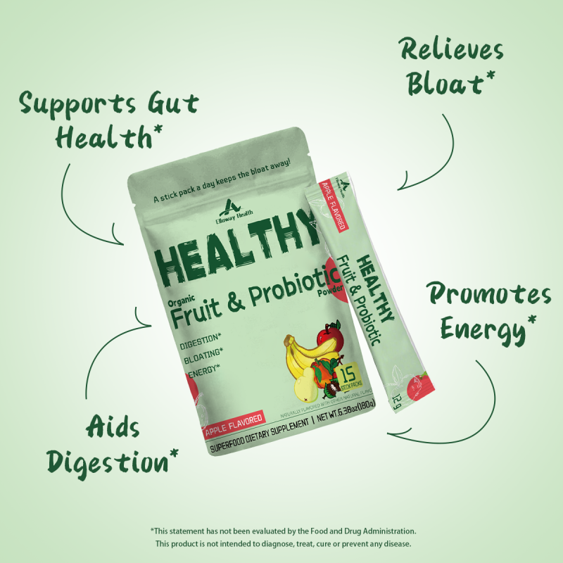 Apple Flavor Essential Fruit Probiotic Powder Dietary Supplement Gut Health & Natural Vitality Spirulina Base Bar