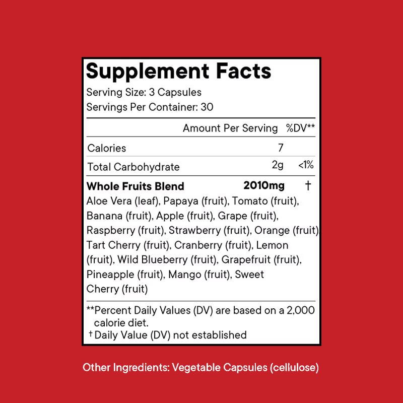 Pure Vitamin Fruit Powder Capsules for Overall Health Dietary Fiber Supplement