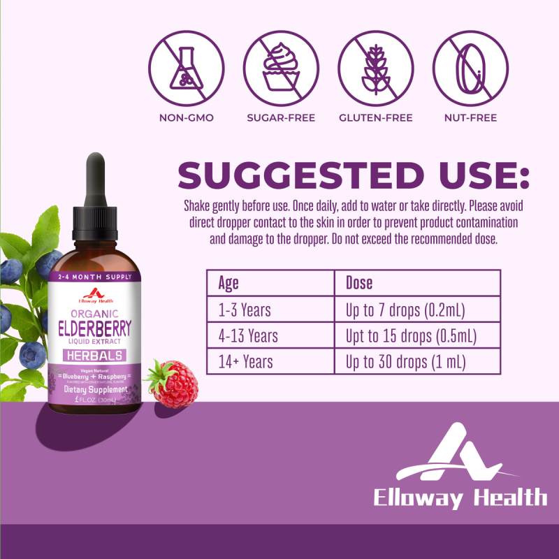 OEM/ODM Pure Elderberry Liquid Drops | Immune Support | Daily Wellness Herbal Extract