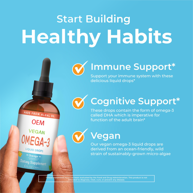 OEM/ODM Orange Flavor Omega-3 Drops | Premium Fish Oil Supplement | Heart & Brain Health Support
