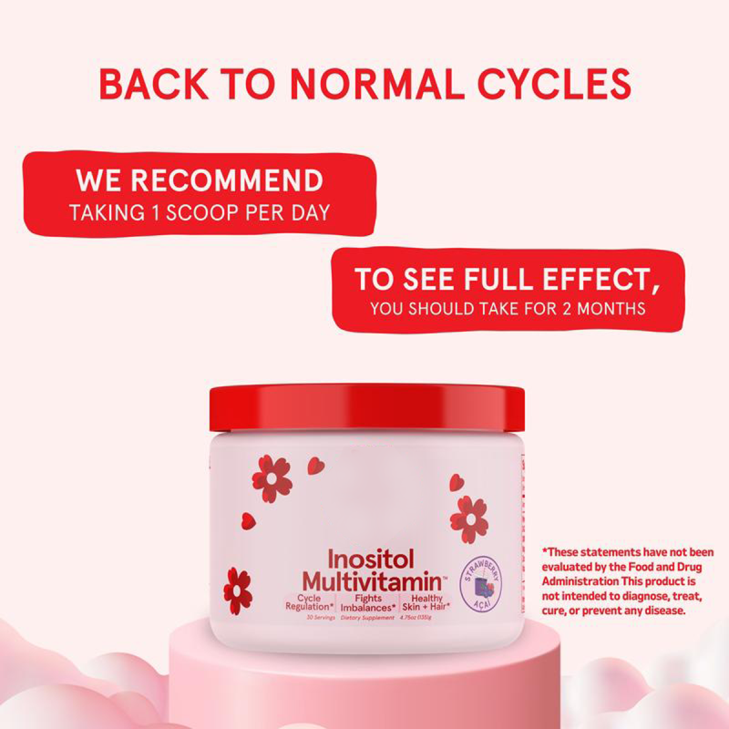 OEM/ODM TikTok Trending Myo-Inositol & D-Chiro Inositol Powder Strawberry Enriched with DIM