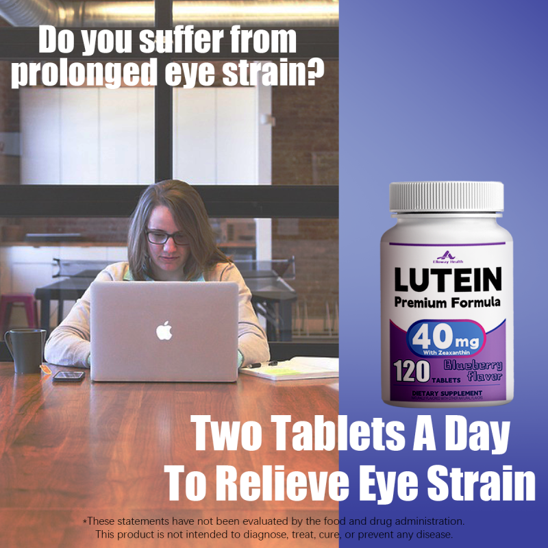 Improved Lutein Extract Zeaxanthin Chewable Tablets Candy with Vitamin C Blueberry Flavor