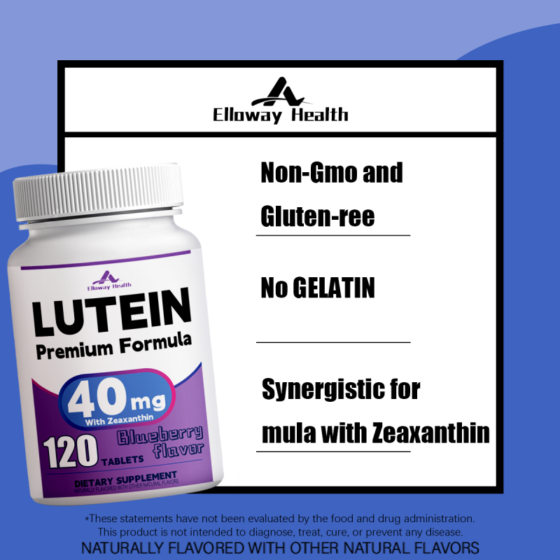 Improved Lutein Extract Zeaxanthin Chewable Tablets Candy with Vitamin C Blueberry Flavor