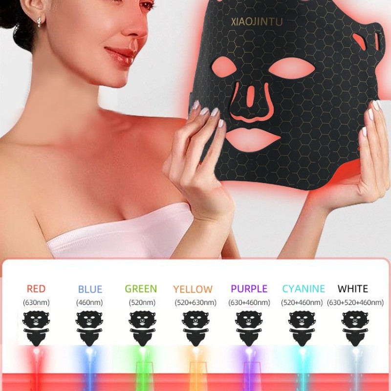 USB Plug Hand-Held Silicone LED Face and Neck Skin Rejuvenation Mask with Red Light Phototherapy