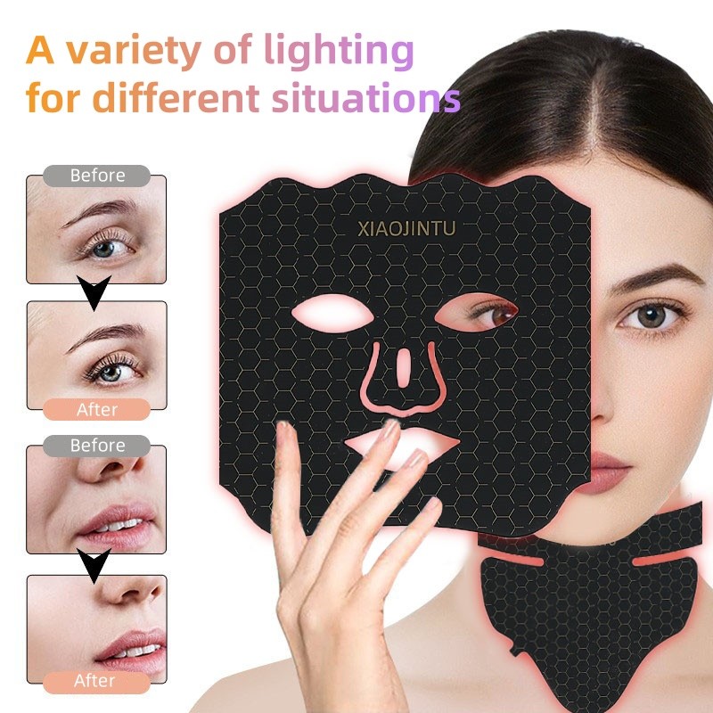 USB Plug Hand-Held Silicone LED Face and Neck Skin Rejuvenation Mask with Red Light Phototherapy