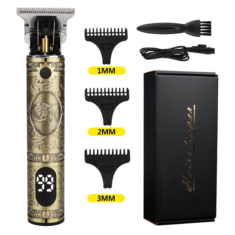 Classic Hot Model USB T9 Cordless Electric Hair Trimmer for Men Multifunctional Dragon Phoenix Buddha for Clipper