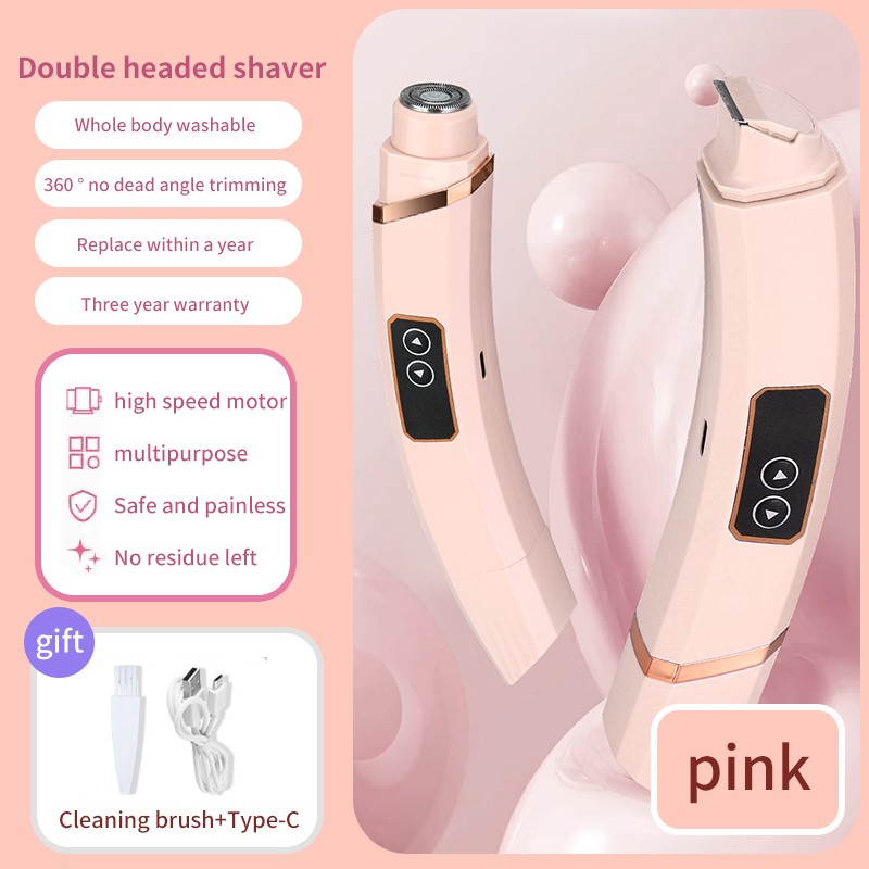 OEM Logo Portable Electric Epilator Body Grooming 2-in-1 Electric Shaver Double Heads Hair Trimmer for Women's Body Hair Removal