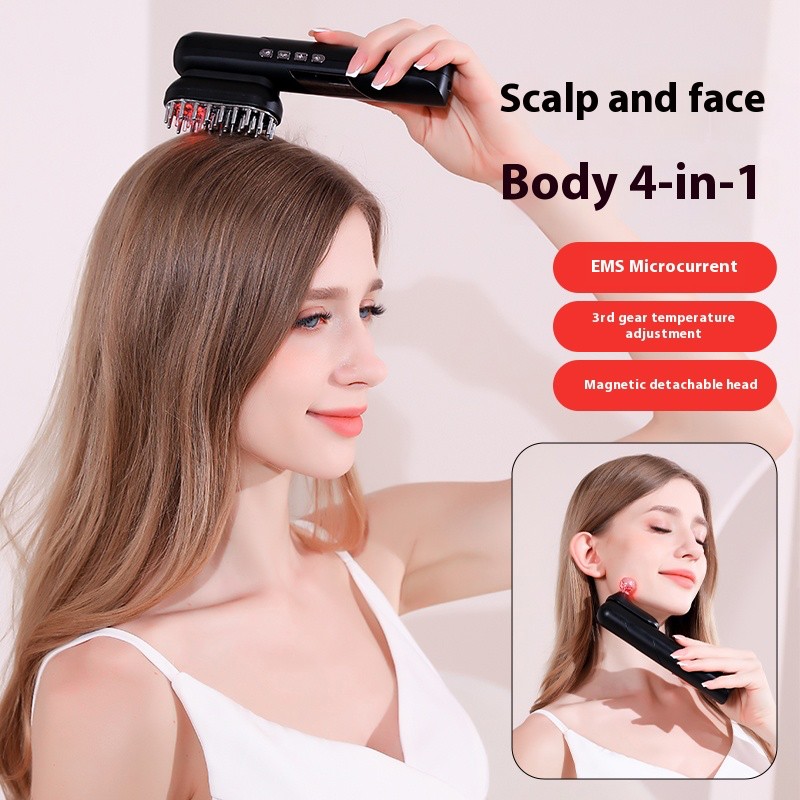 Electrical Microcurrent Scalp Massage Comb for Hair Growth Red Light Therapy Hair Oil for Scalp Face and Body-Head Massager