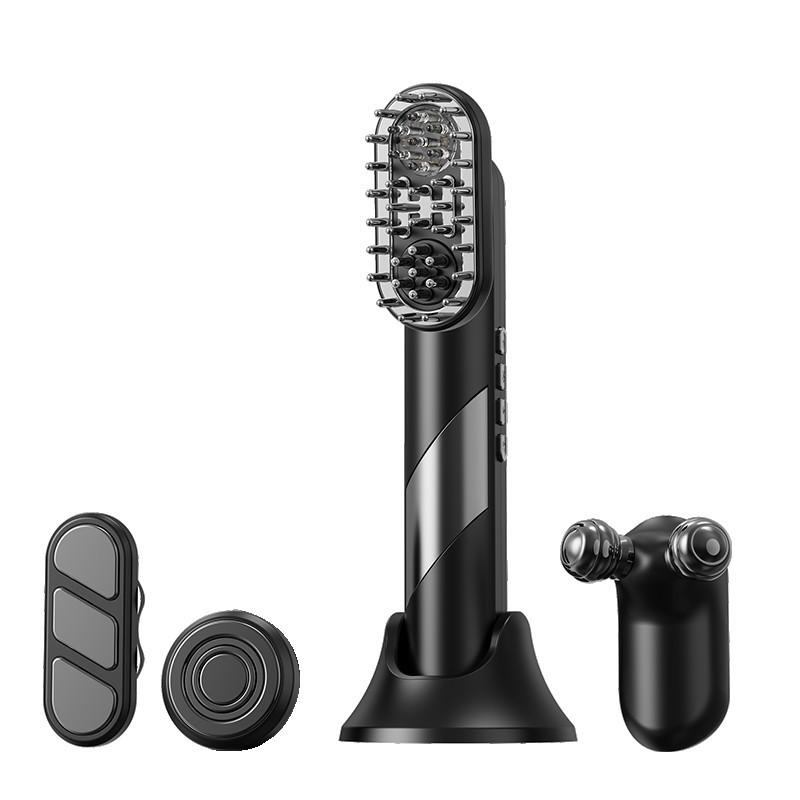 4-in-1 EMS Heating Beauty Comb with Interchangeable Massage Heads, Hair & Scalp Care Device, Rechargeable