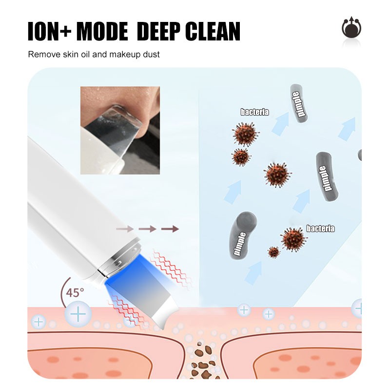 Hot Selling C6 Home Use Facial Sonic Skin Care Tool RED Therapy Blackhead Remover Cleaner Ion Skin Scrubber Face with EMS