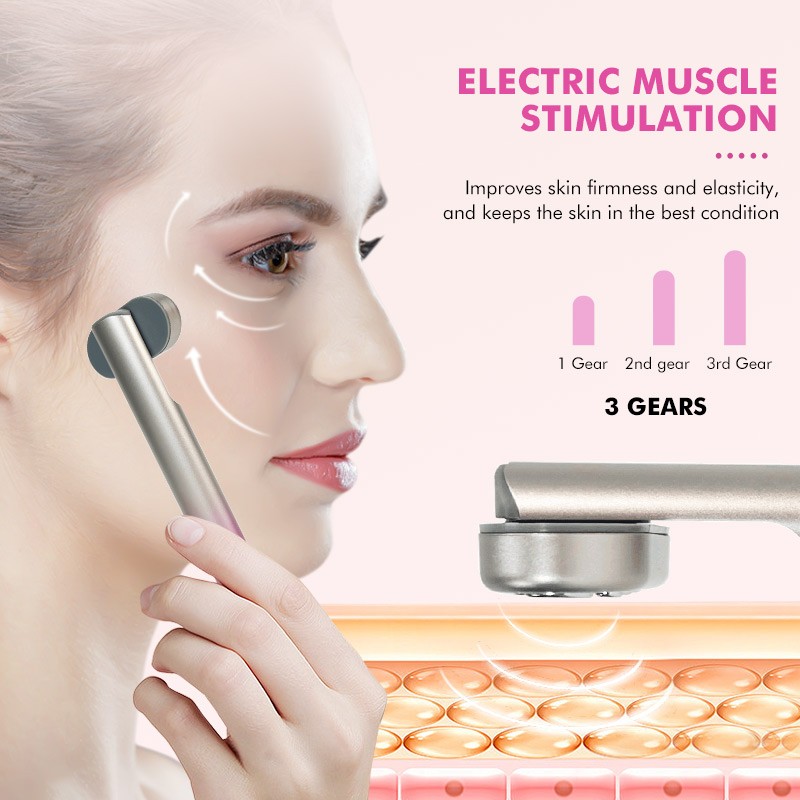 Portable Beauty Personal Care Advanced LED Light Therapy Face EMS Facial Eye Beauty Massager Red Light Skincare Wand