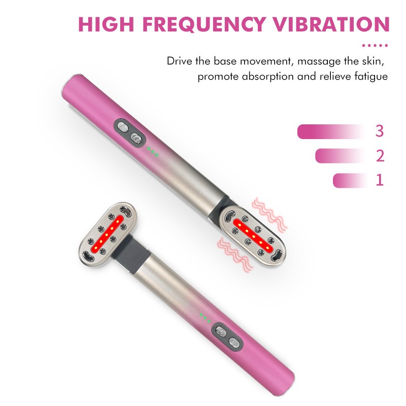 Portable Beauty Personal Care Advanced LED Light Therapy Face EMS Facial Eye Beauty Massager Red Light Skincare Wand