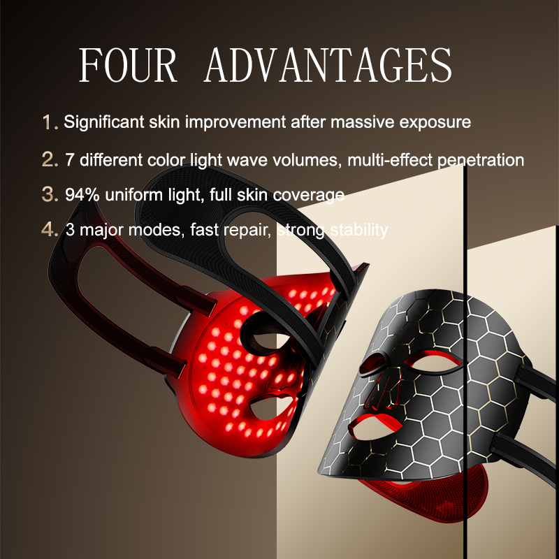 Hot Selling Black Red Light Therapy Mask LED Facial Mask Custom Red Light Device Face Mask