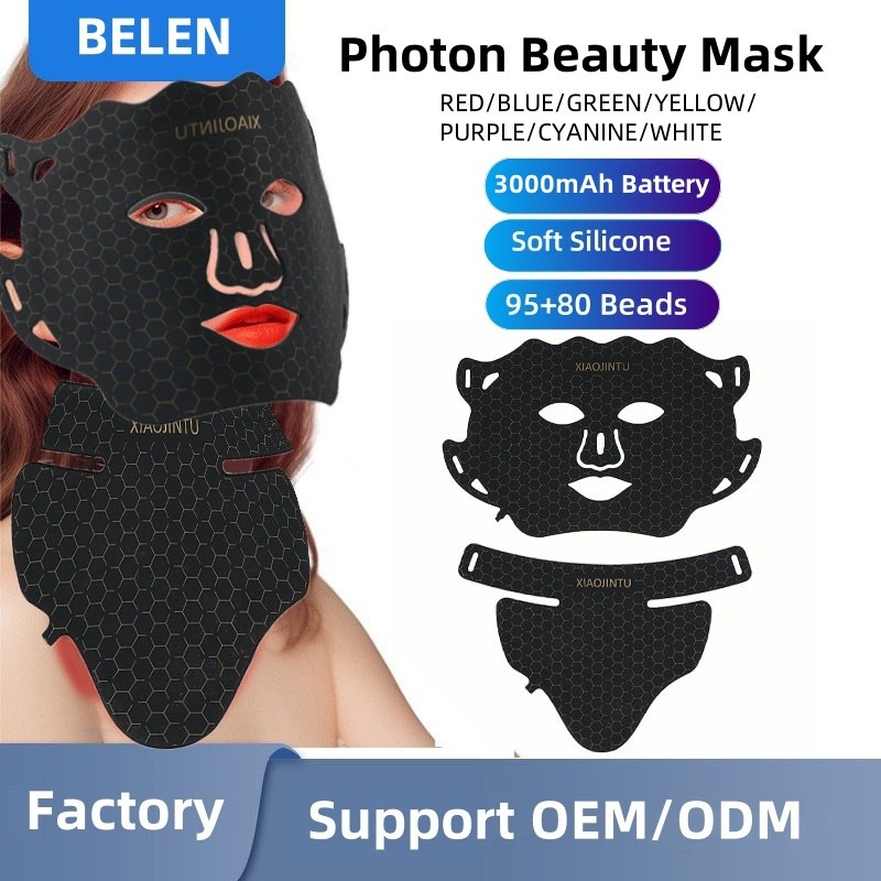 USB Plug Hand-Held Silicone LED Face and Neck Skin Rejuvenation Mask with Red Light Phototherapy
