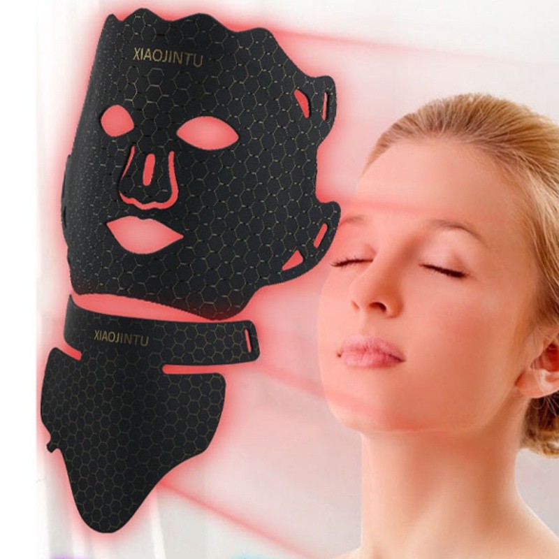 USB Plug Hand-Held Silicone LED Face and Neck Skin Rejuvenation Mask with Red Light Phototherapy