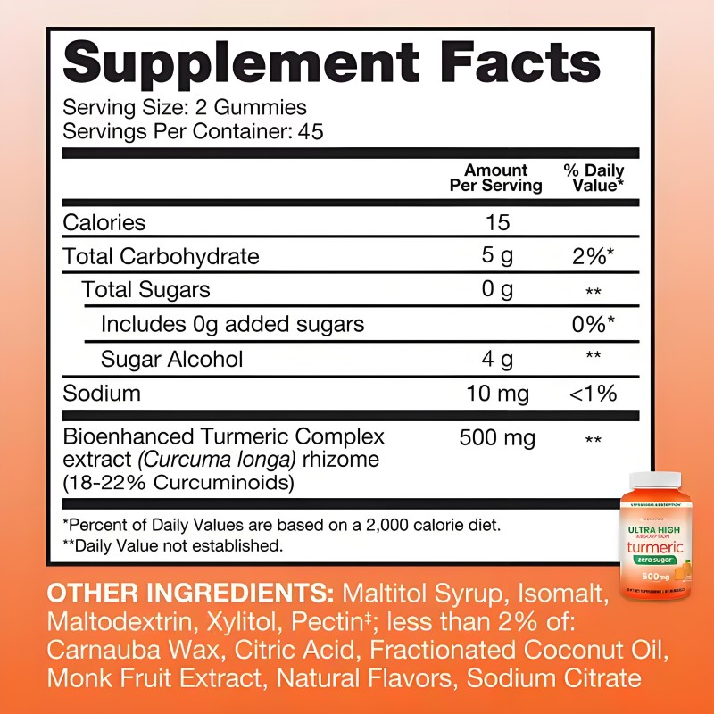 Turmeric Gummies Manufacturer - OEM Zero Sugar 500mg Extract Joints