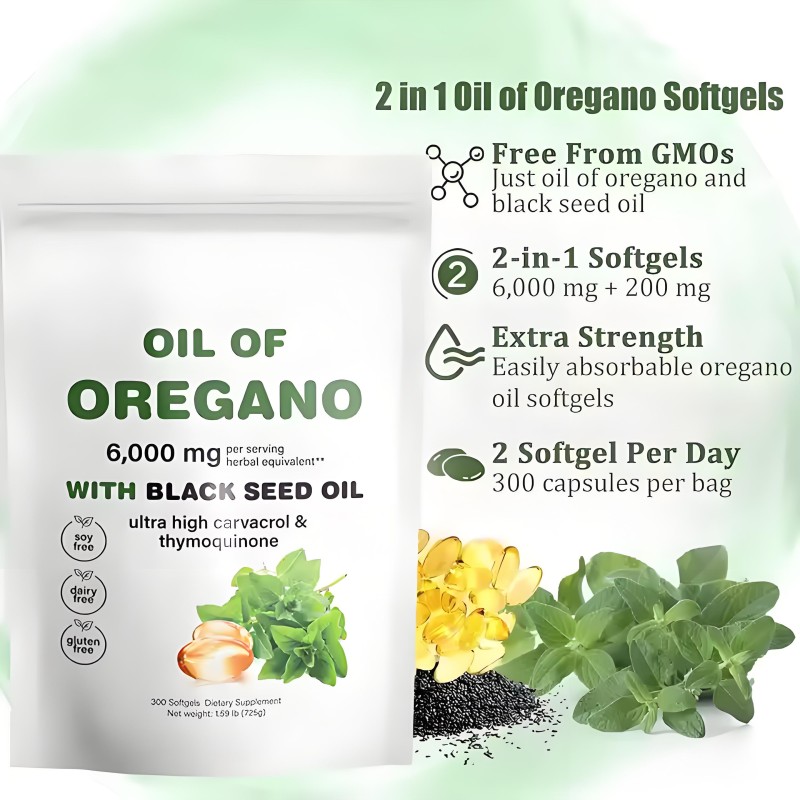 Oregano Oil Softgel Factory - Private Label 300 Caps Dietary Fiber