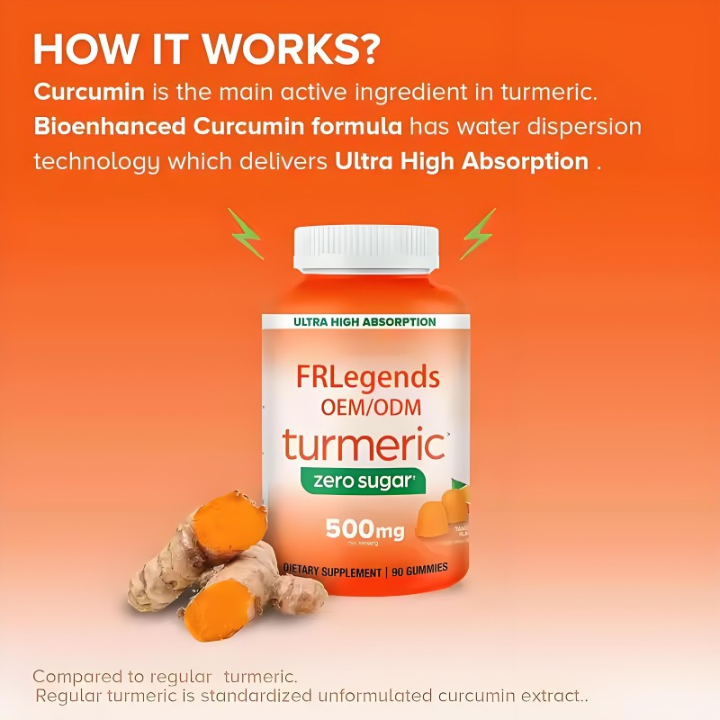 Turmeric Gummies Manufacturer - OEM Zero Sugar 500mg Extract Joints