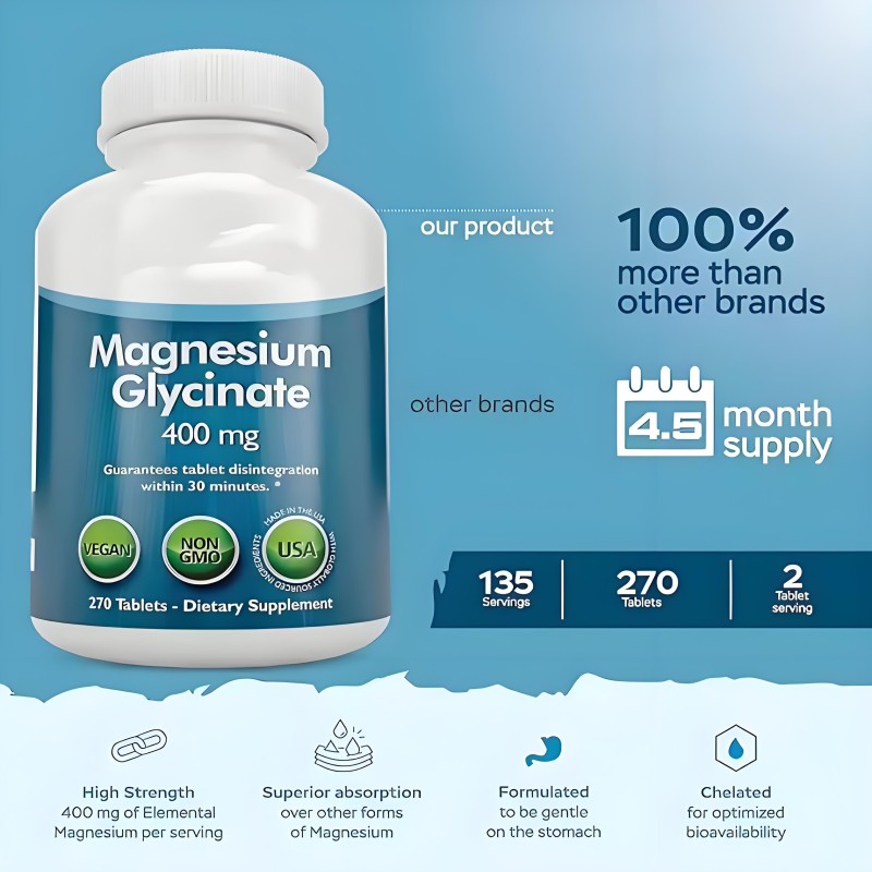 Magnesium Glycinate Tablets Factory - OEM Vegan Sleep Stress Relief
