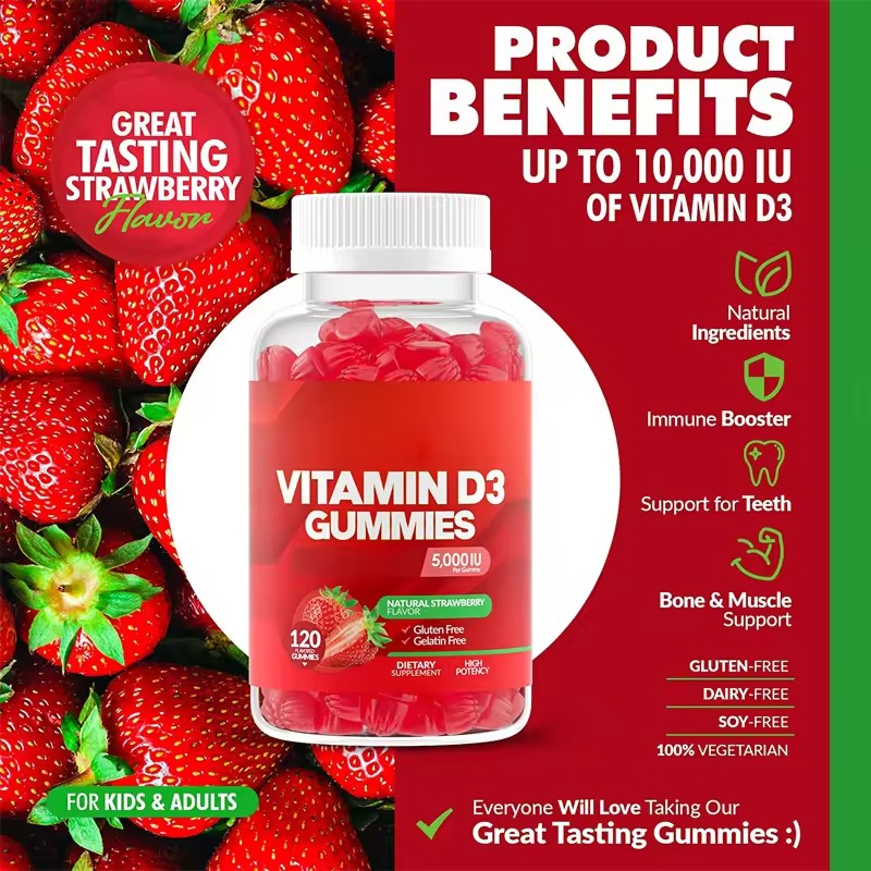 Vitamin D3 Gummies Supplier - OEM 5000IU for Adults Kids