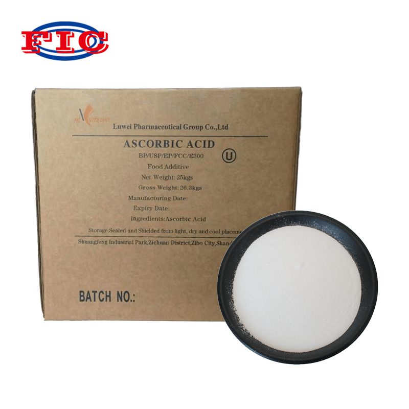 Ascorbic Acid Vitamin C 40-80 Mesh Powder 99% CAS 50-81-7 E300 Luwei Brand Food Grade VC 25kg Bag Bulk Price Ascorbic Acid
