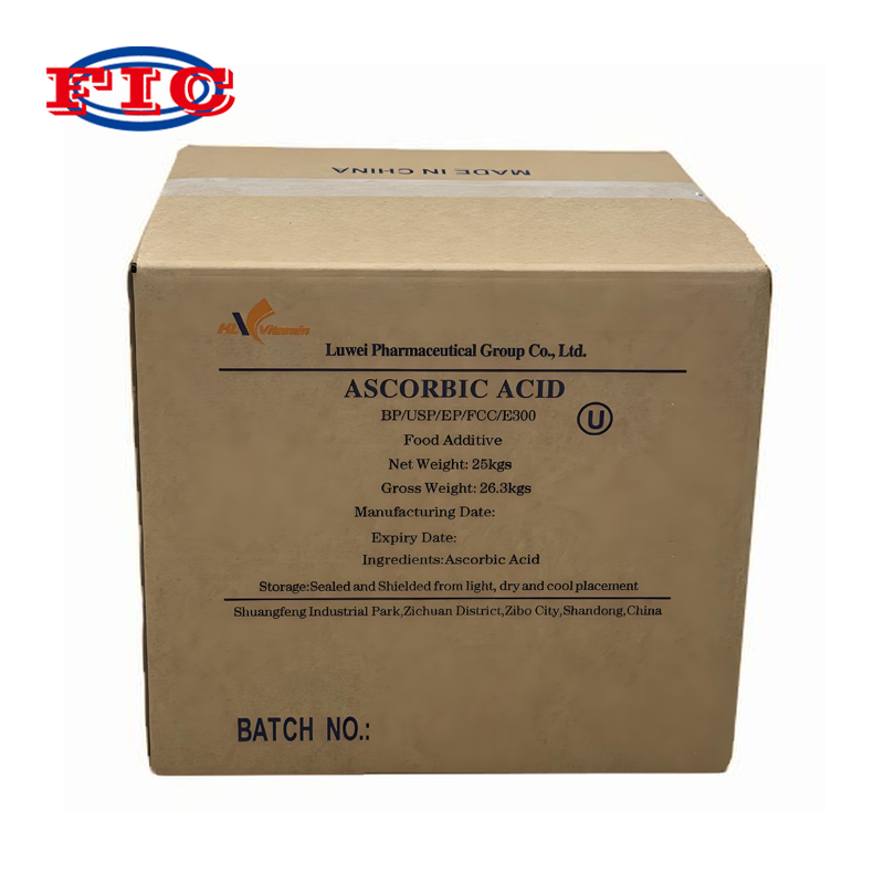 Ascorbic Acid Vitamin C 40-80 Mesh Powder 99% CAS 50-81-7 E300 Luwei Brand Food Grade VC 25kg Bag Bulk Price Ascorbic Acid