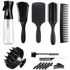 Wholesale Rows Detangling Hair Comb Detangler Brush Massage Barber Salon Logo Customize Curly Hair Brush