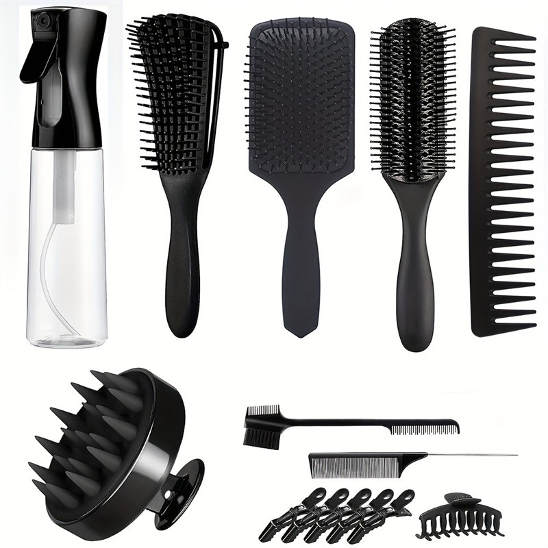Wholesale Rows Detangling Hair Comb Detangler Brush Massage Barber Salon Logo Customize Curly Hair Brush