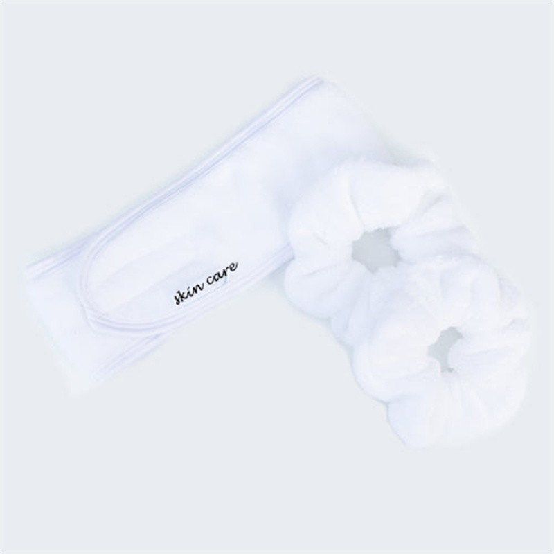 Custom Printed Logo Skincare Cosmetic Beauty Washing Face Facial Makeup Bath Spa Headband and Wristbands for Women