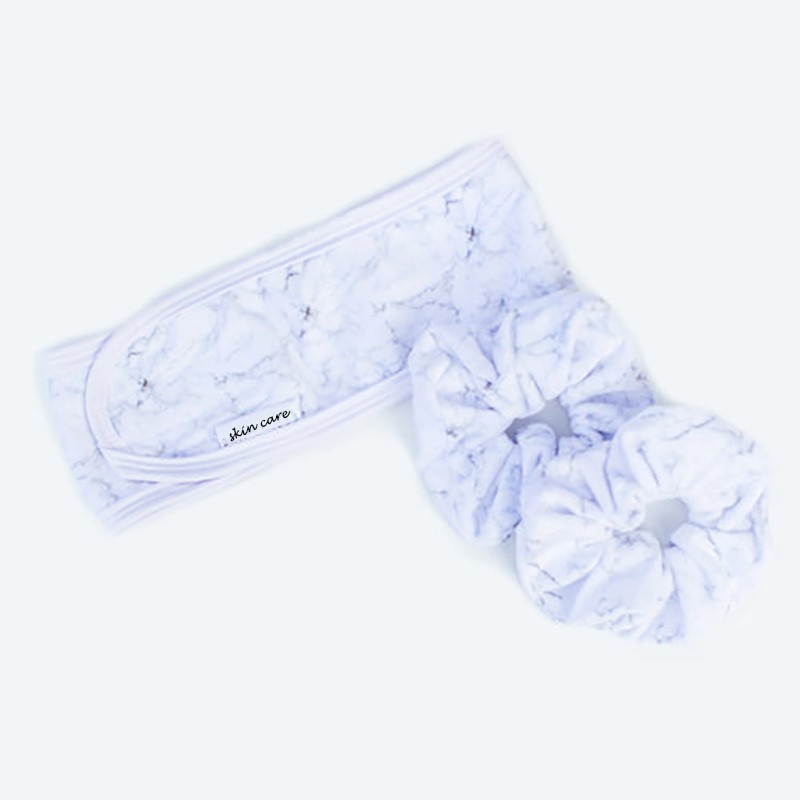 Custom Printed Logo Skincare Cosmetic Beauty Washing Face Facial Makeup Bath Spa Headband and Wristbands for Women