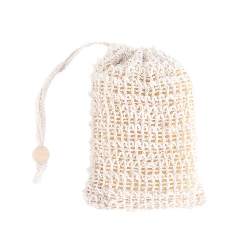 Wholesale Natural Eco Friendly Exfoliating Pouch Cotton Bubble Cleanser Mesh Body Foam Sisal Net Saver Exfoliating Soap Bag