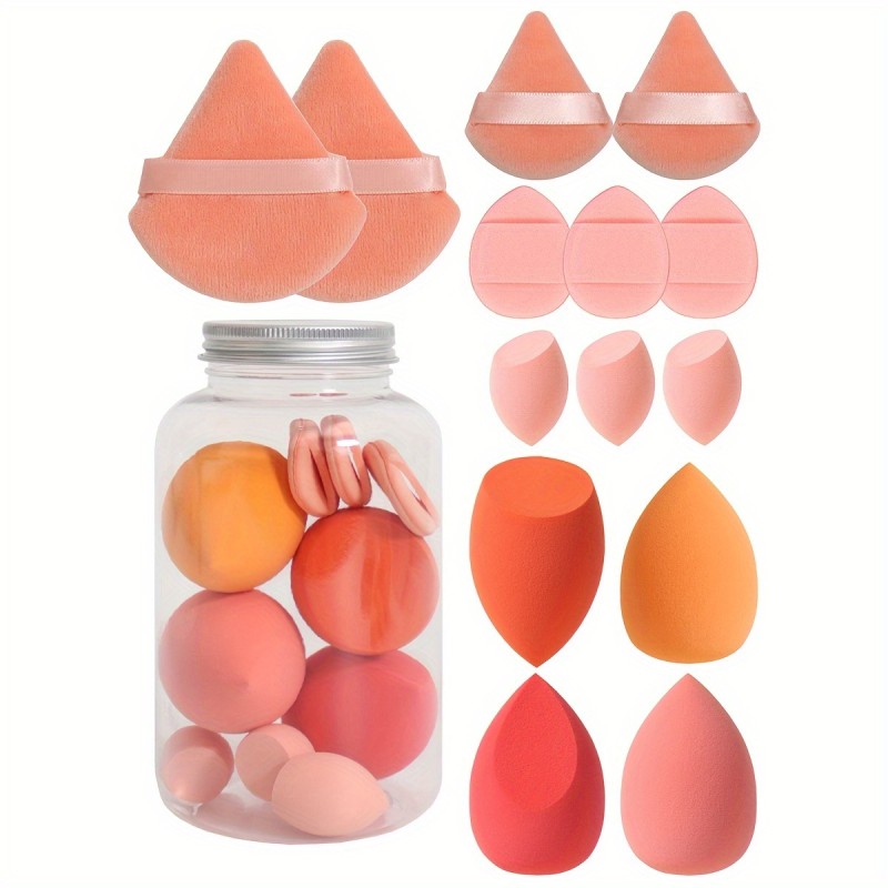 Wet and Dry Makeup Tool Set Waterdrop-Shaped Air Cushion Powder Puff and Finger Puff for Loose Makeup Beauty Sponge