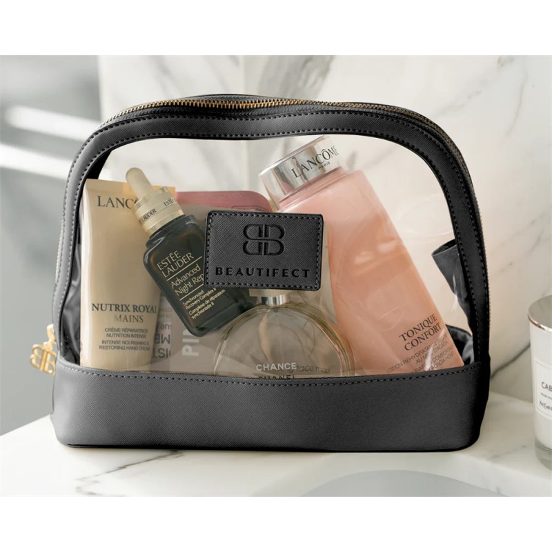Waterproof PU PVC Travel Makeup Organizer with Zipper Closure Custom Logo Personal Care Cosmetic Toiletry Bag 50g Weight