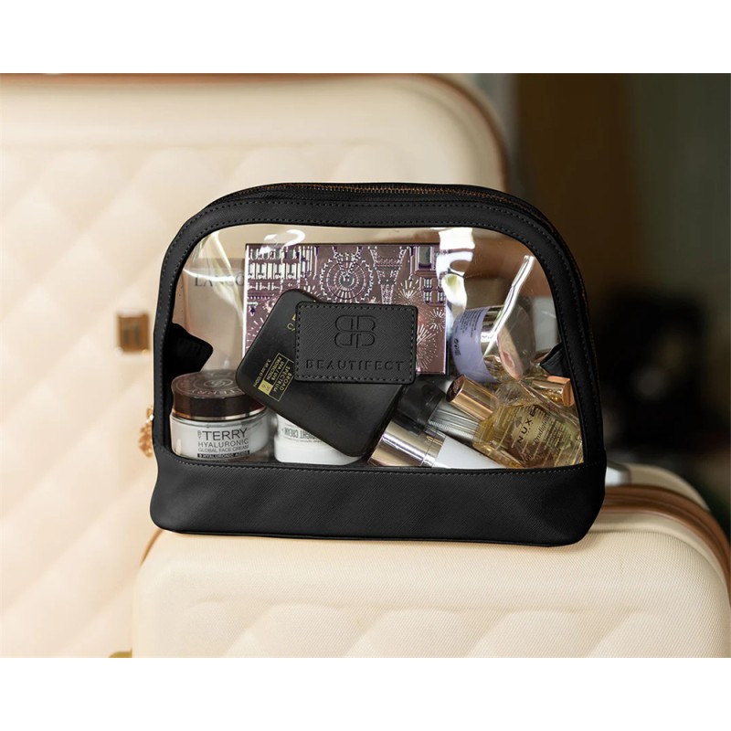 Waterproof PU PVC Travel Makeup Organizer with Zipper Closure Custom Logo Personal Care Cosmetic Toiletry Bag 50g Weight