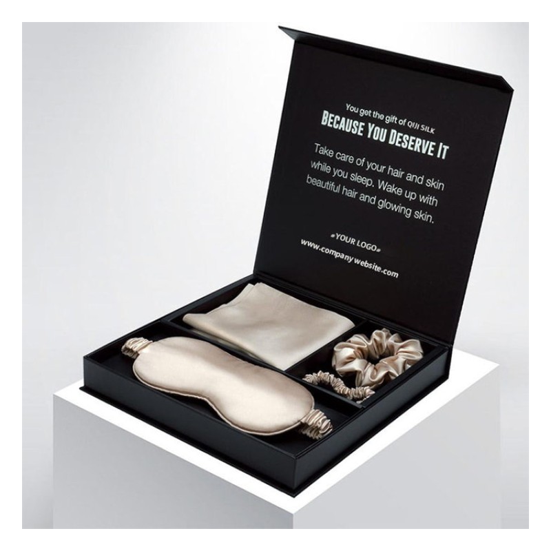 Custom Gift Box Pure Silk Eye Mask Scrunchie and Silk Pillowcase 3 Pieces Satin 100% Mulberry Silk Pillow case Set