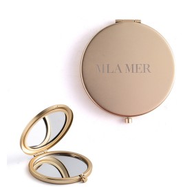 Laser Engraving Logo Double-sided Round Metal Pocket Mirror Compact Pocket Mirror Compact Makeup Mirror