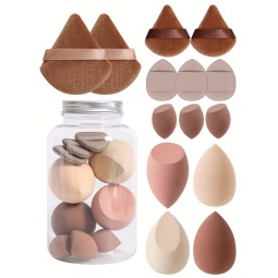 12pcs Purple Triangle Blender Sponges Makeup Powder Press Puffs Set with Bottle Make-Up Sponge
