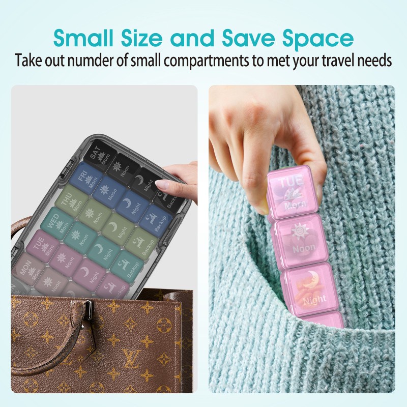 Hot Selling Wallet-Style 7 Compartment Pill Box | Eco-Friendly & Portable Medicine Organizer Plastic Pill Organizer